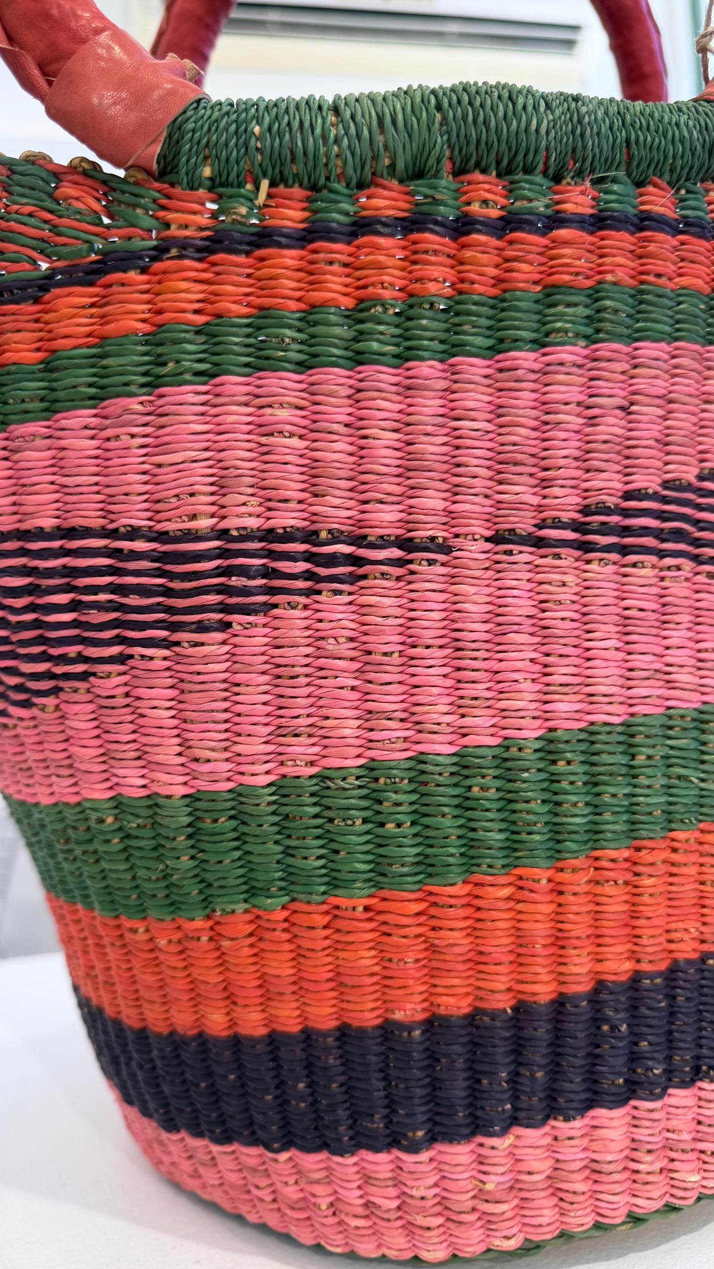 Ghana Bolga Bag Medium - Pink/Orange