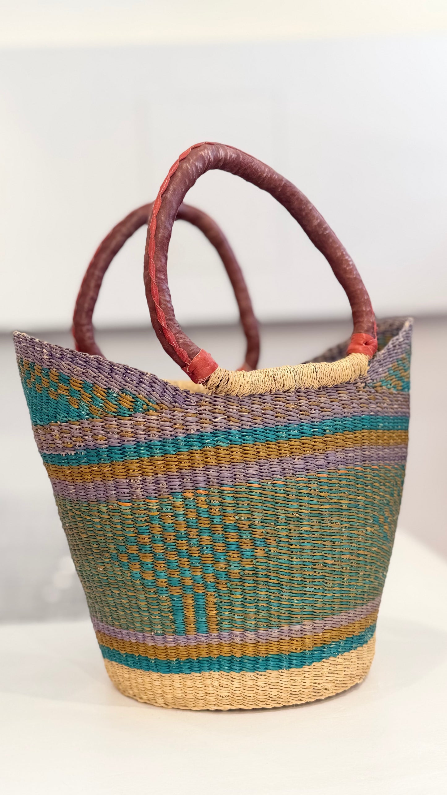 Ghana Bolga Bag Medium - Purple/Green
