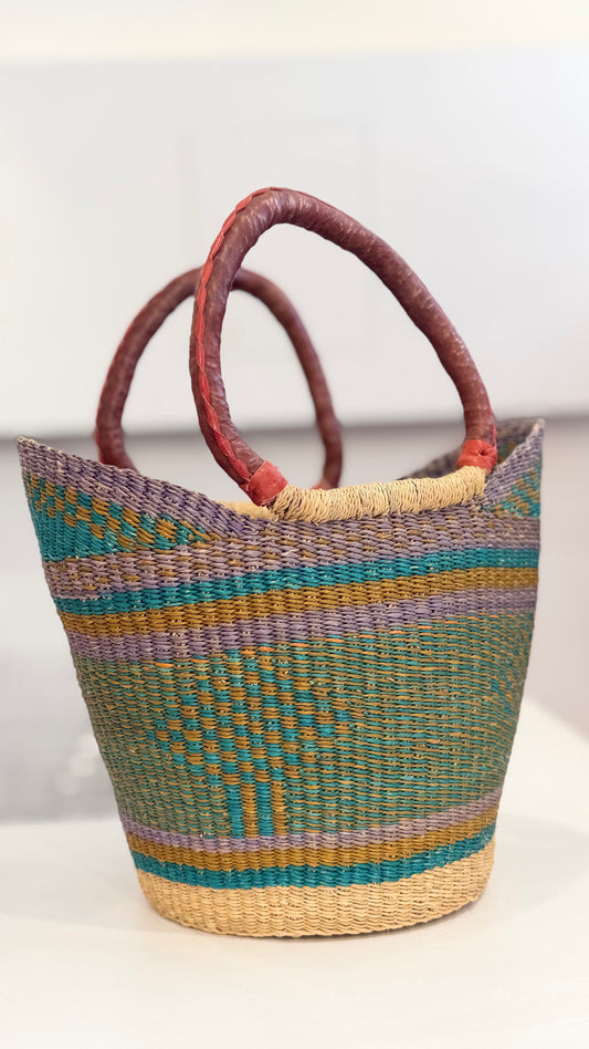 Ghana Bolga Bag Medium - Purple/Green