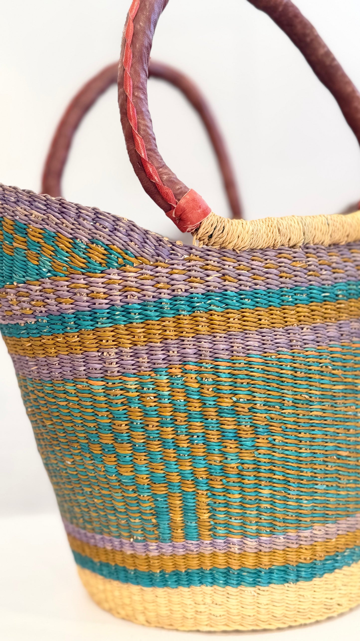 Ghana Bolga Bag Medium - Purple/Green