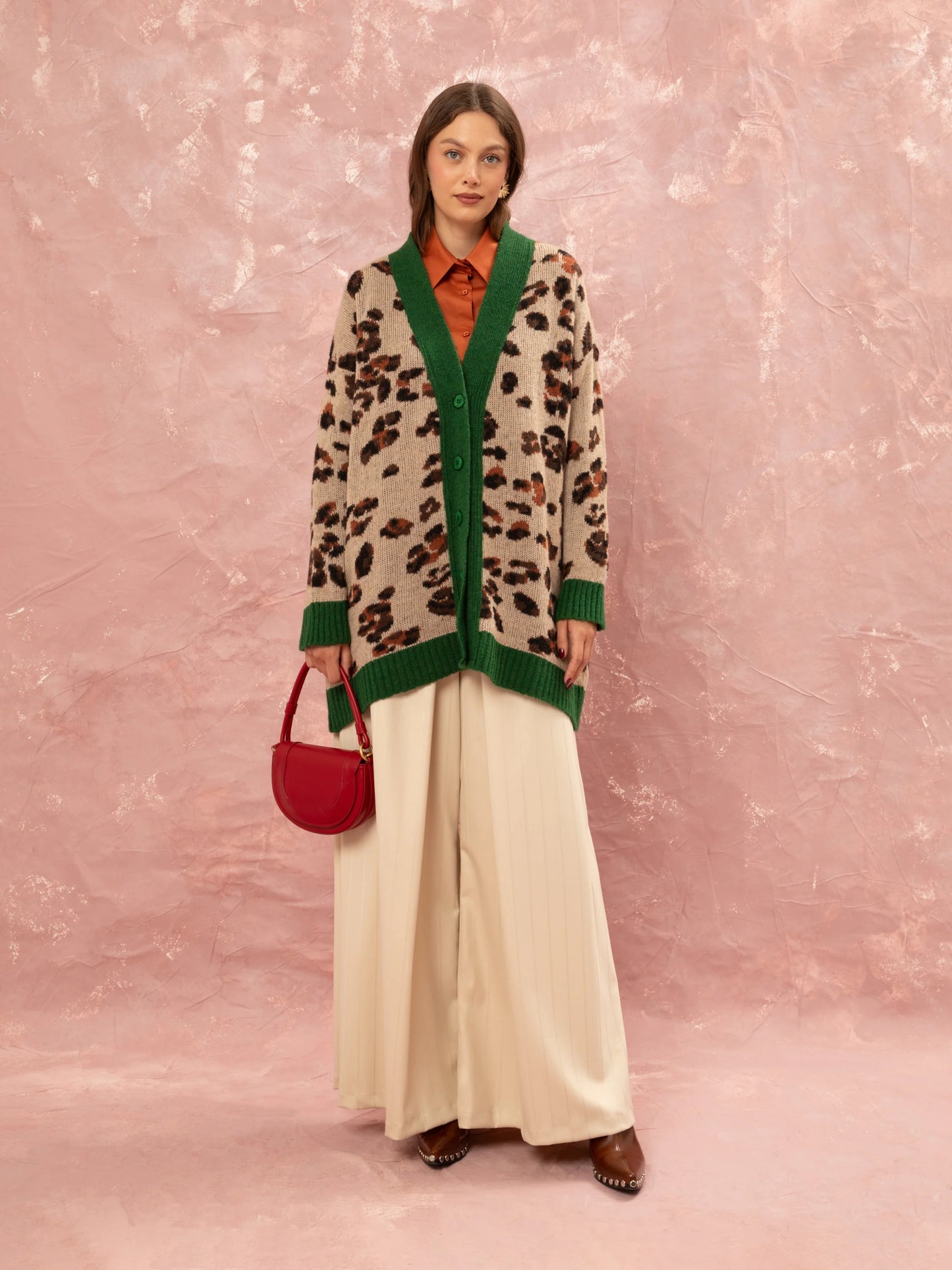 Jacquard Knit Cardigan - Leopard