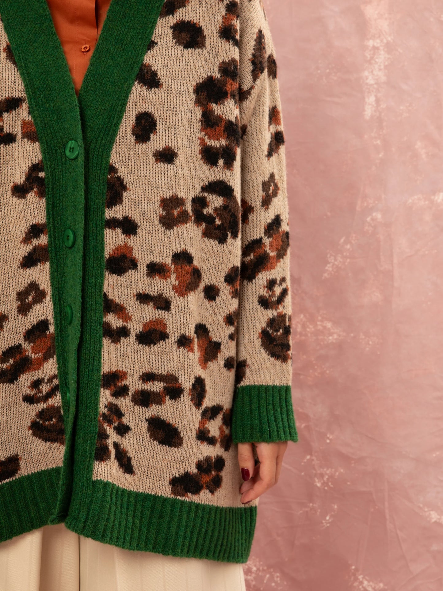 Jacquard Knit Cardigan - Leopard