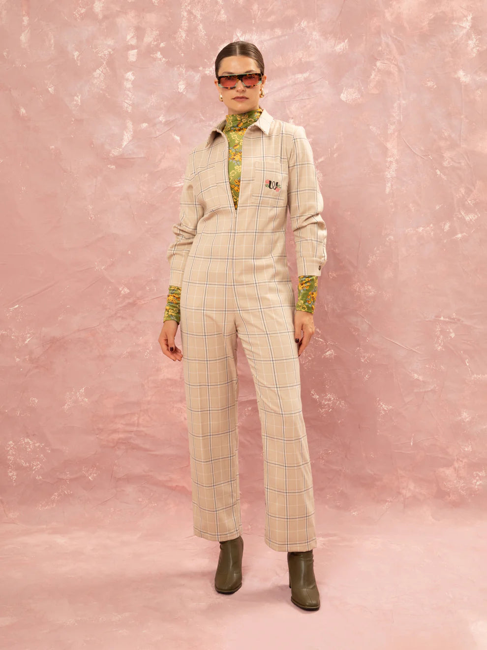 Loose Jumpsuit - Checked