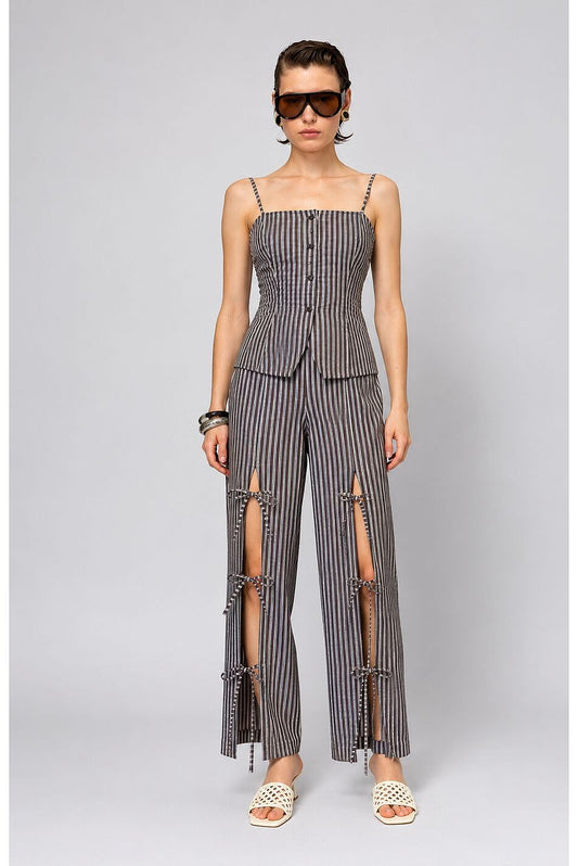 Moon Heat Striped Pant - Brown