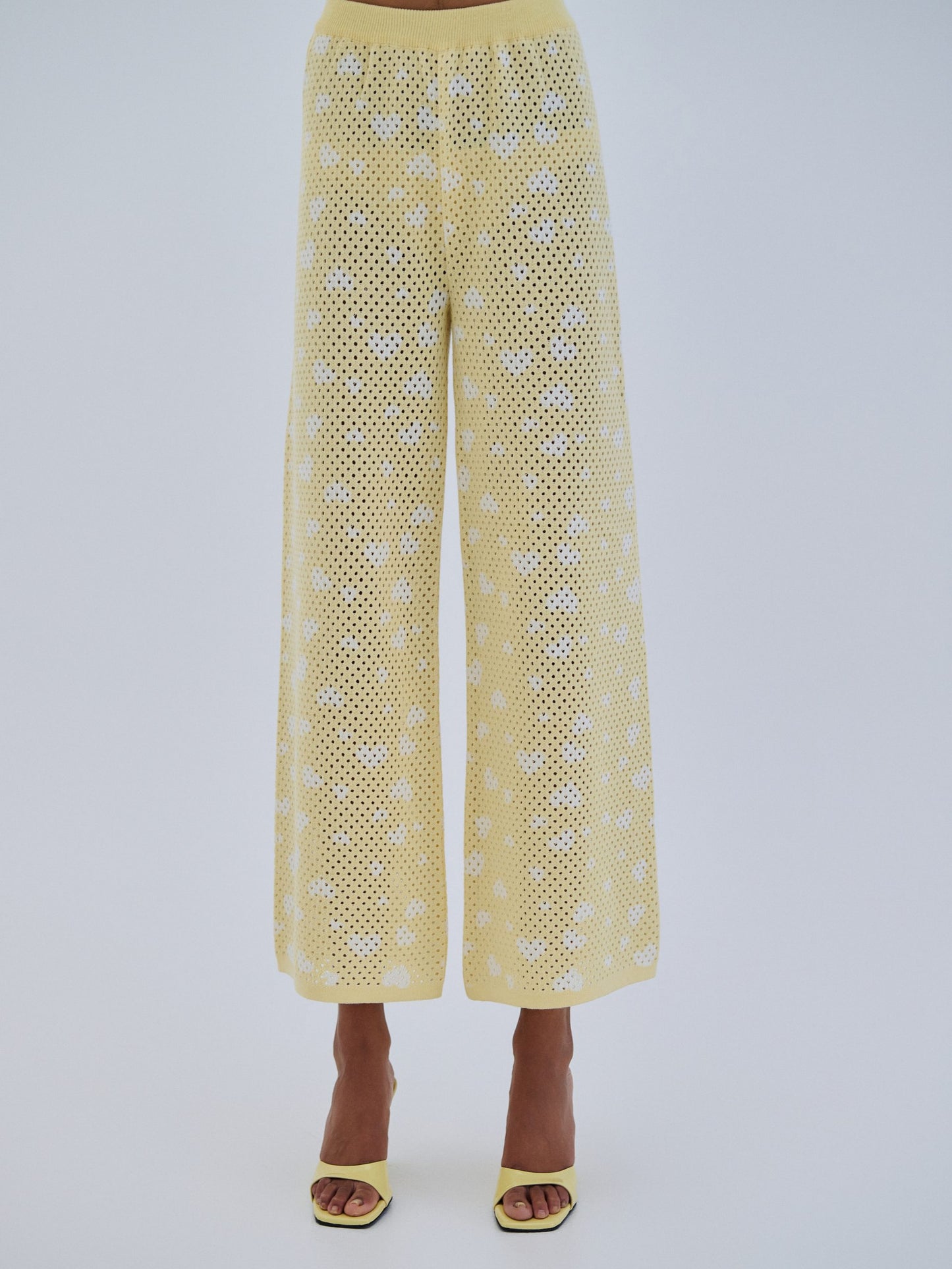 Pants Knit Hearts - Yellow Pastel