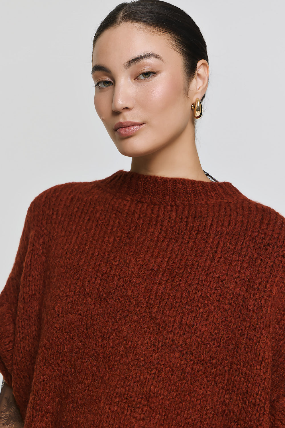 Short Sleeve Efimeron Knitwear - Brown