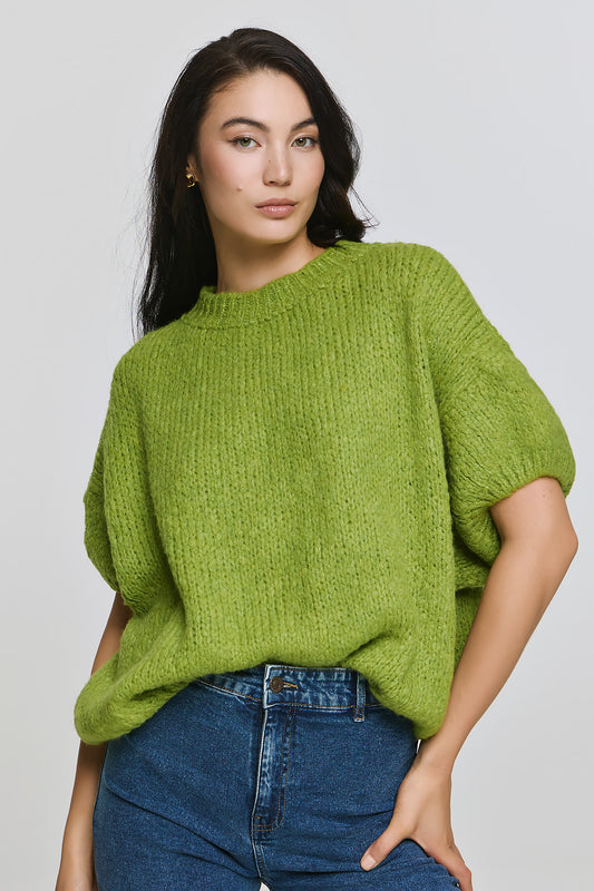 Short Sleeve Efimeron Knitwear - Green