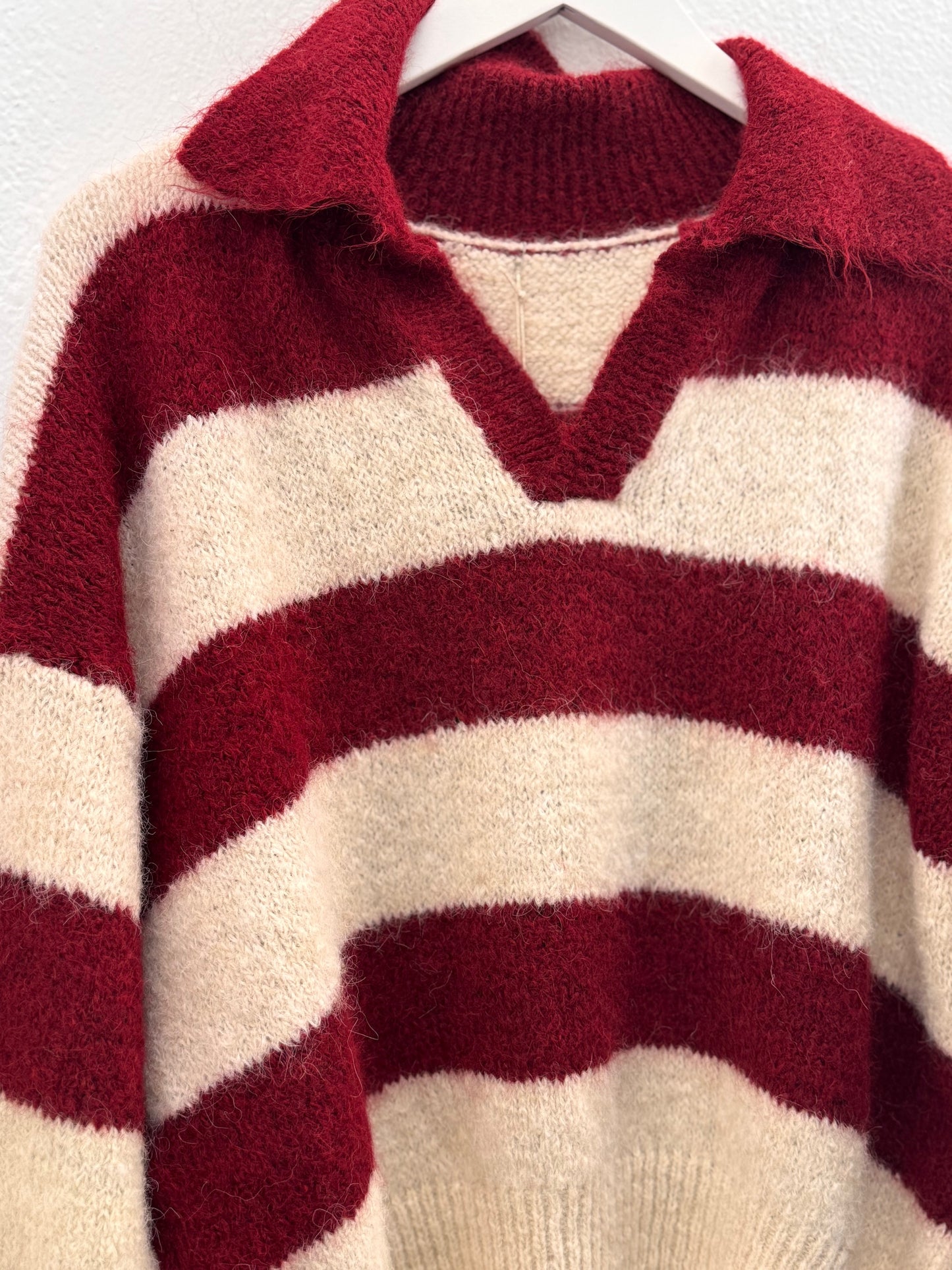 Striped Belie Pullover Bordeaux- Long Sleeve