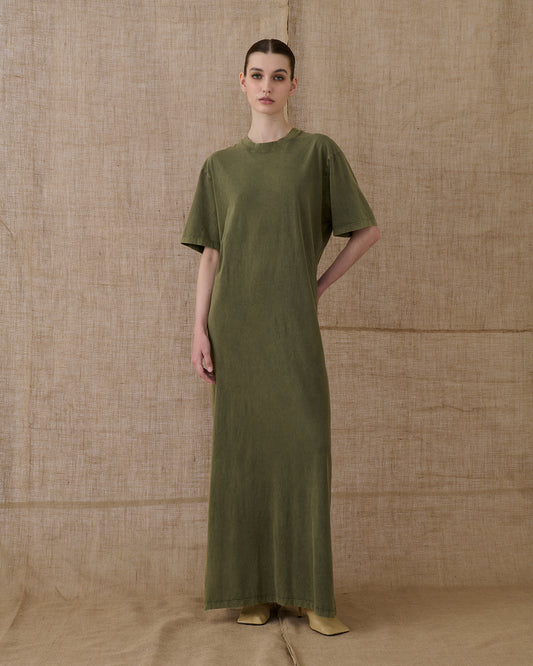 VK STONEWASHED KHAKI LONG DRESS