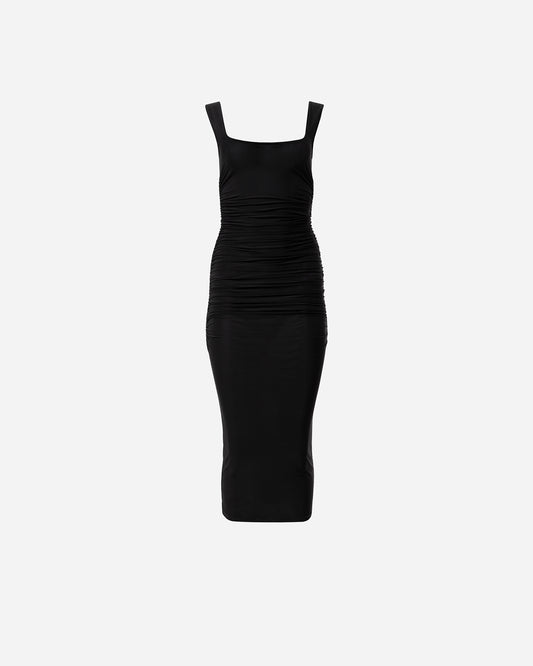 Vk Black Fitted Black Midi Dress