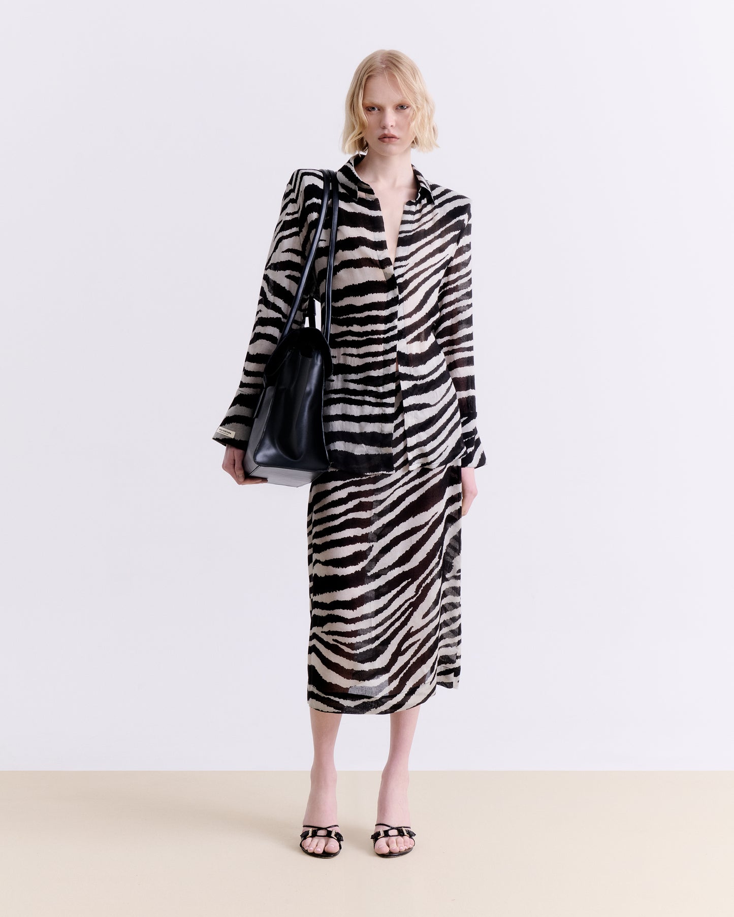 Zebra Print Midi Skirt