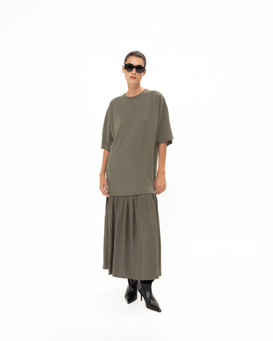 VK Olive Midi Cotton Dress