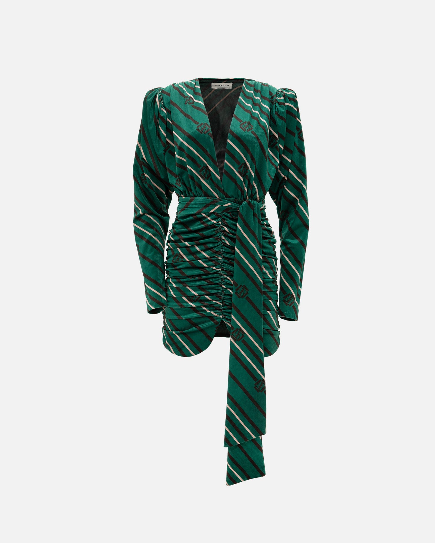 VK Black & Green Striped Mini Dress