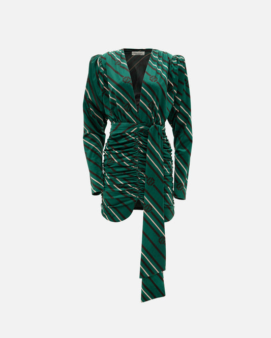 VK Black & Green Striped Mini Dress