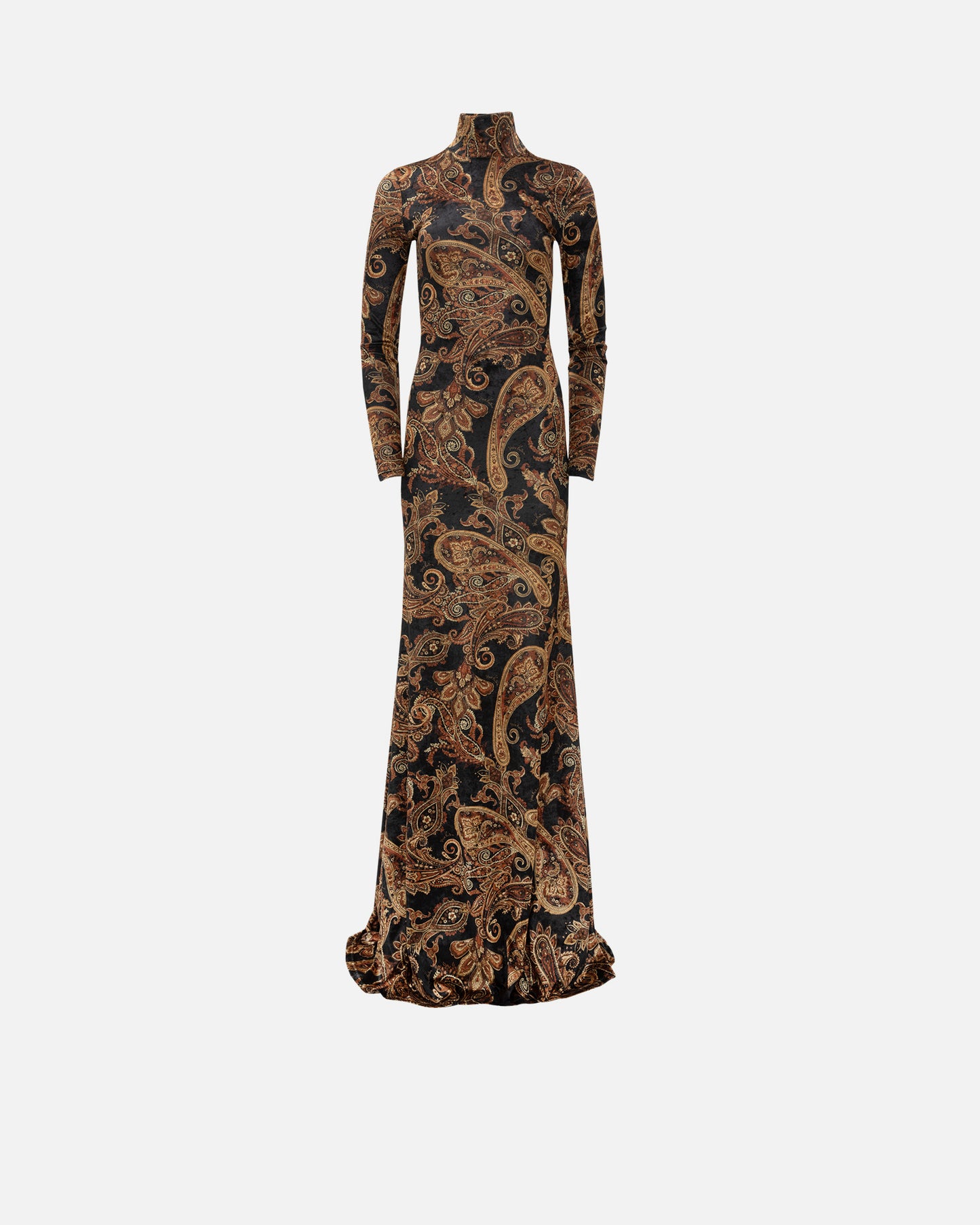 VK Golden-Brown Paisley High-Neck Dress