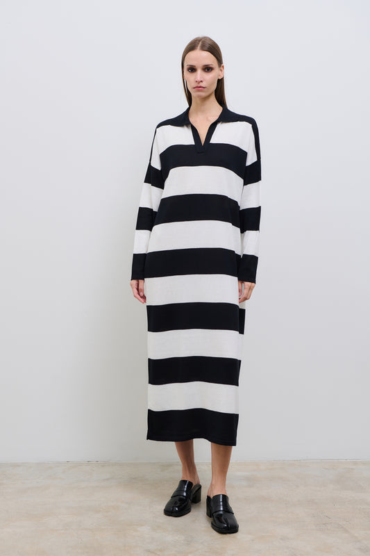 Black and Ivory Knit Dress