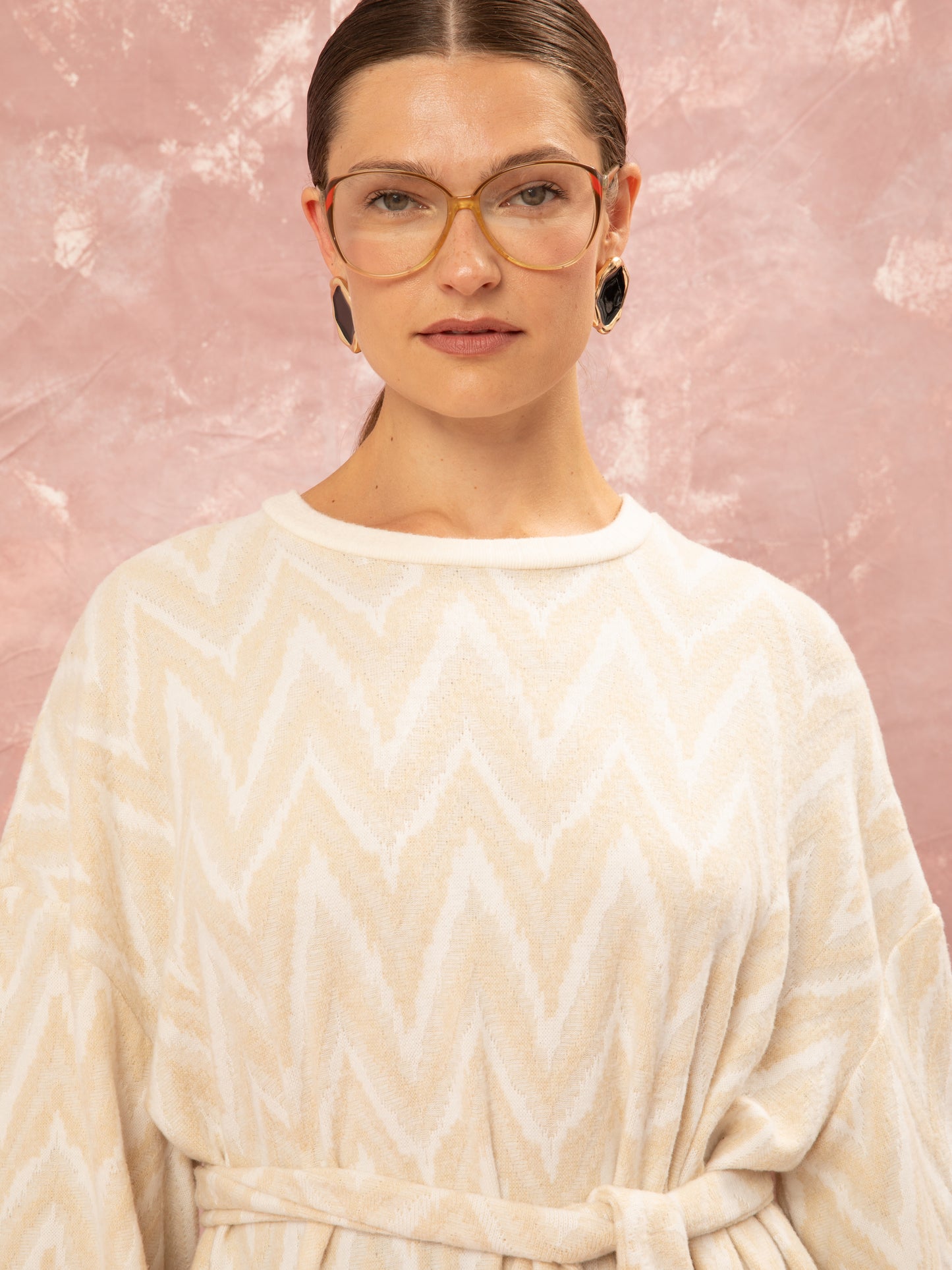 Knitted Oversized Dress - Beige