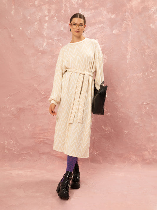 Knitted Oversized Dress - Beige