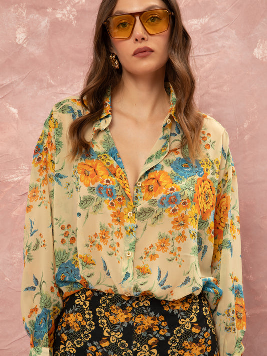 One Size Oversized Shirt - Cream Tapetsaria