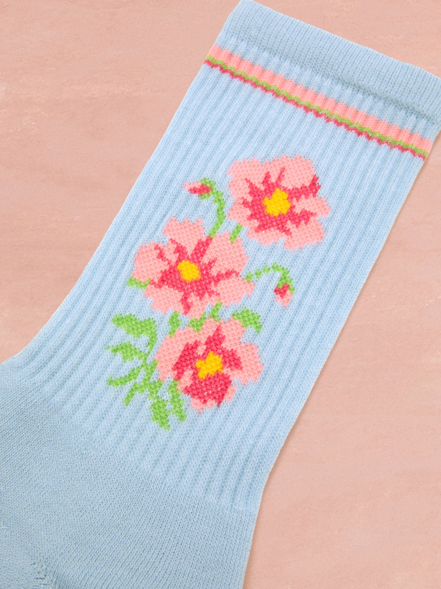 Flower Socks - Light Blue & Yellow