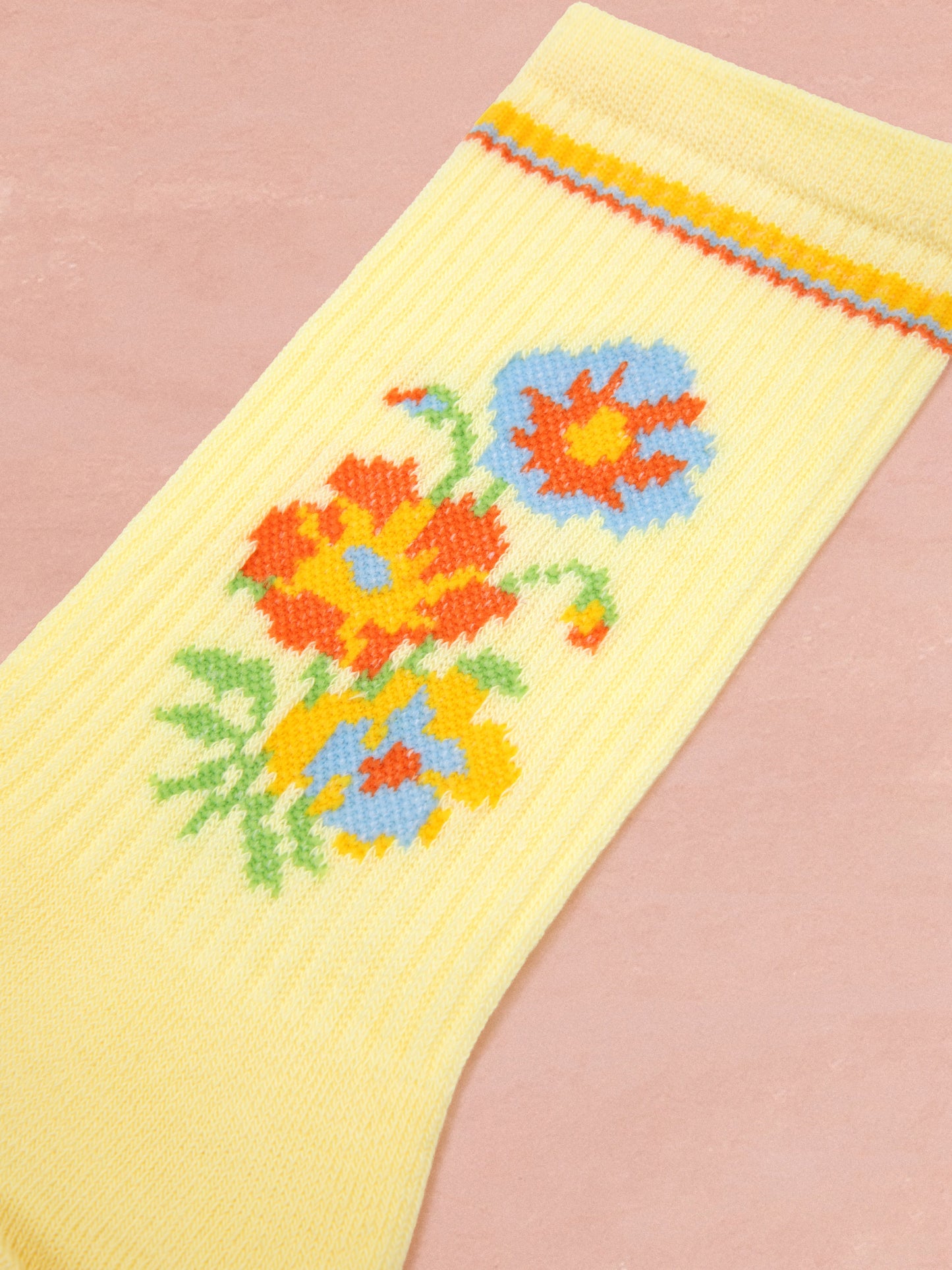 Flower Socks - Light Blue & Yellow