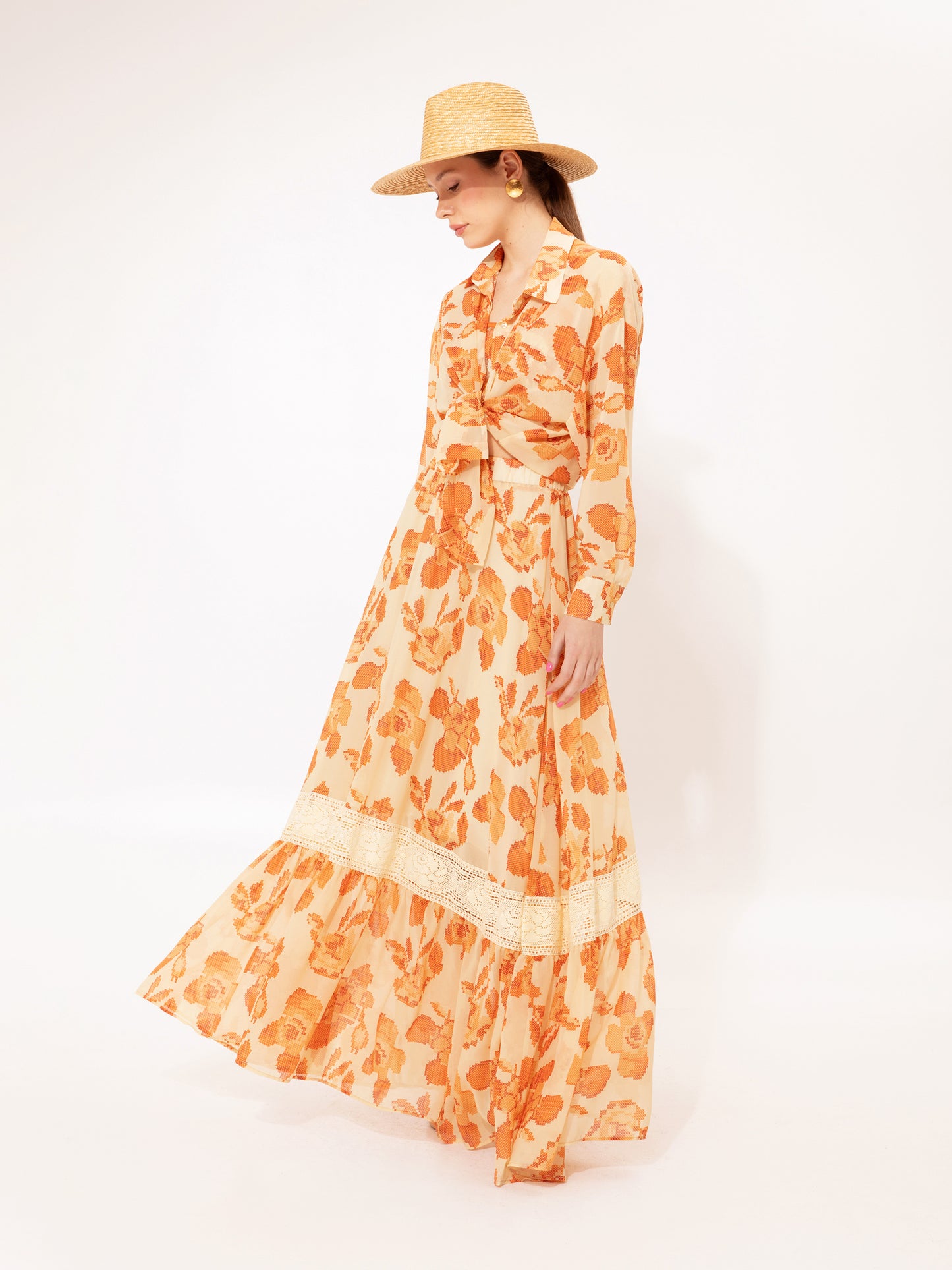 Chiffon Maxi Skirt Kentima Orange