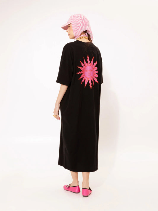 Oversized T-shirt Dress Sun - Black