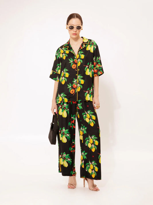 Pajama Satin Shirt Fruits