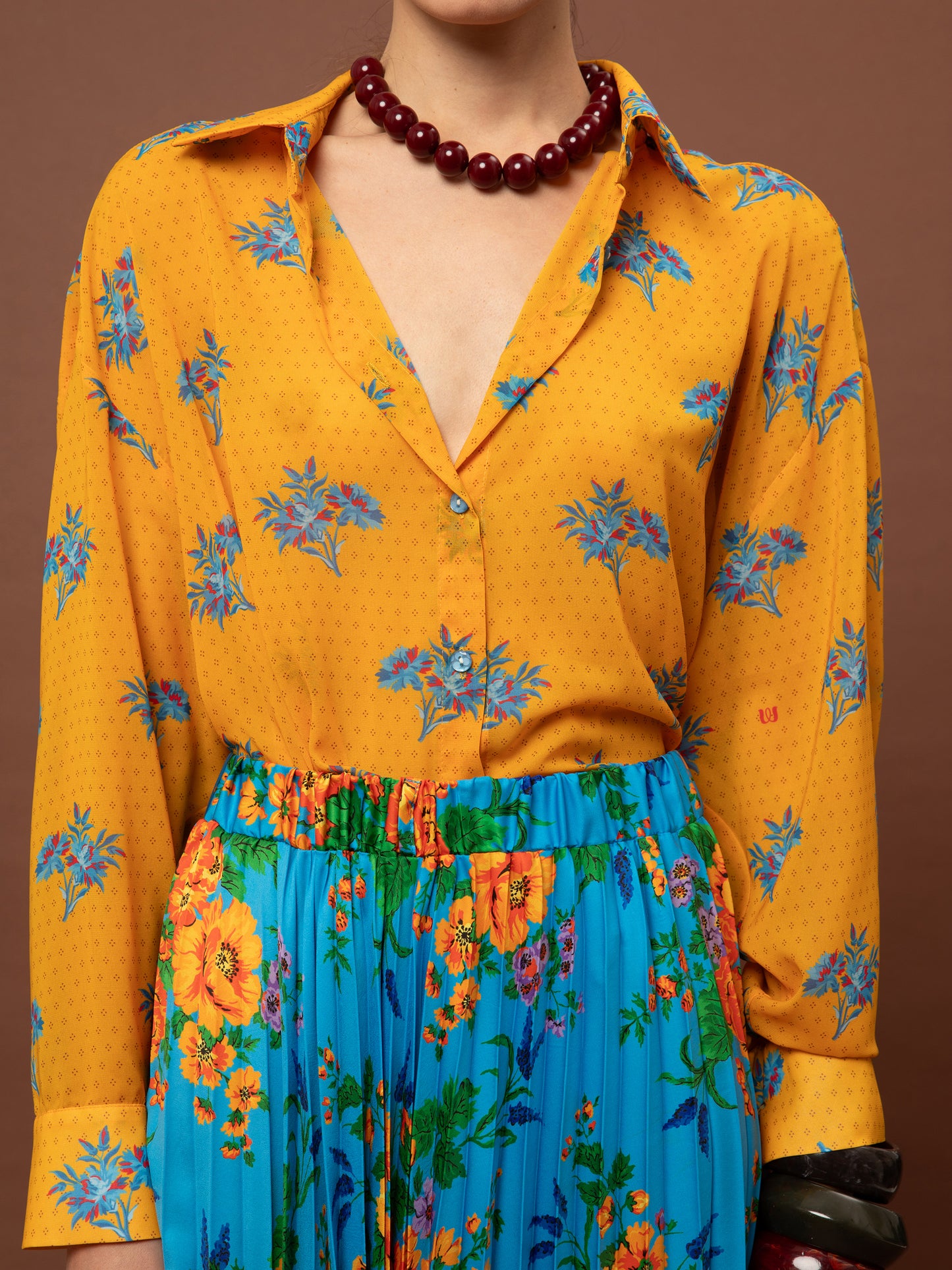 Oversized Chiffon Shirt One Size - Bouquet