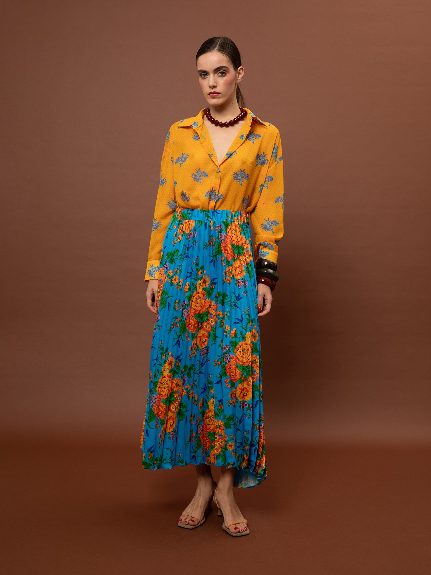 Oversized Chiffon Shirt One Size - Bouquet