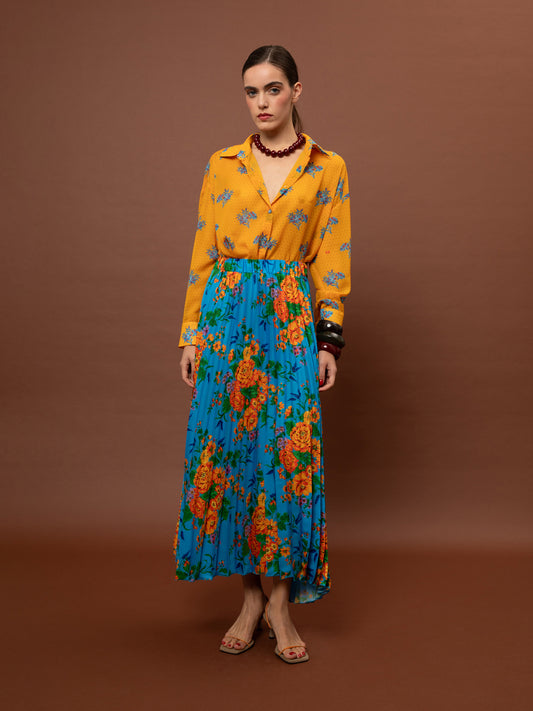 Oversized Chiffon Shirt One Size - Bouquet