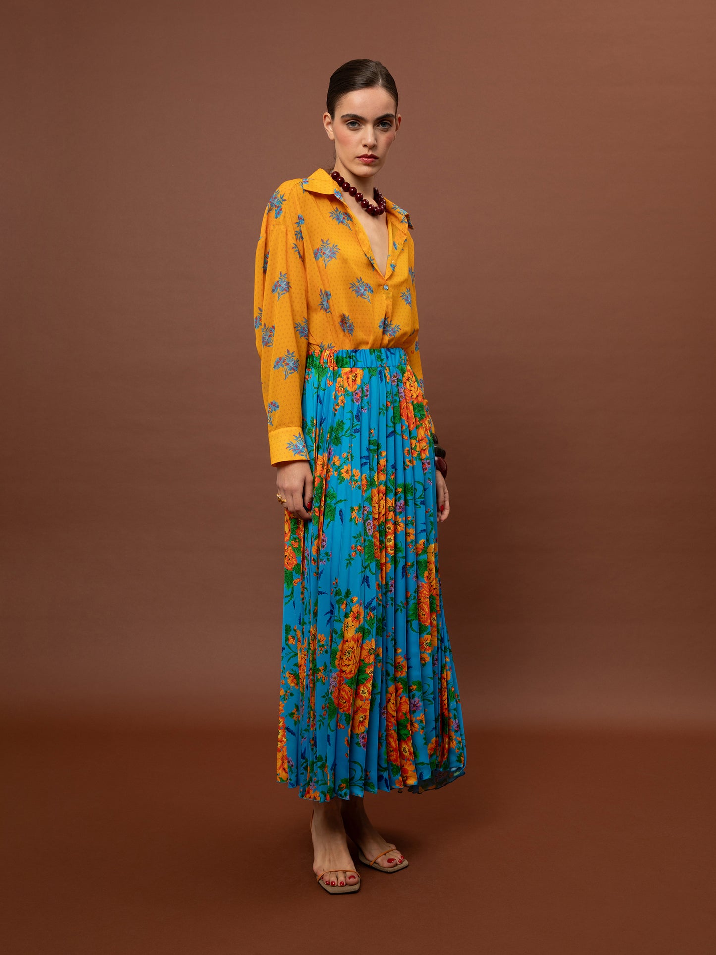 Oversized Chiffon Shirt One Size - Bouquet