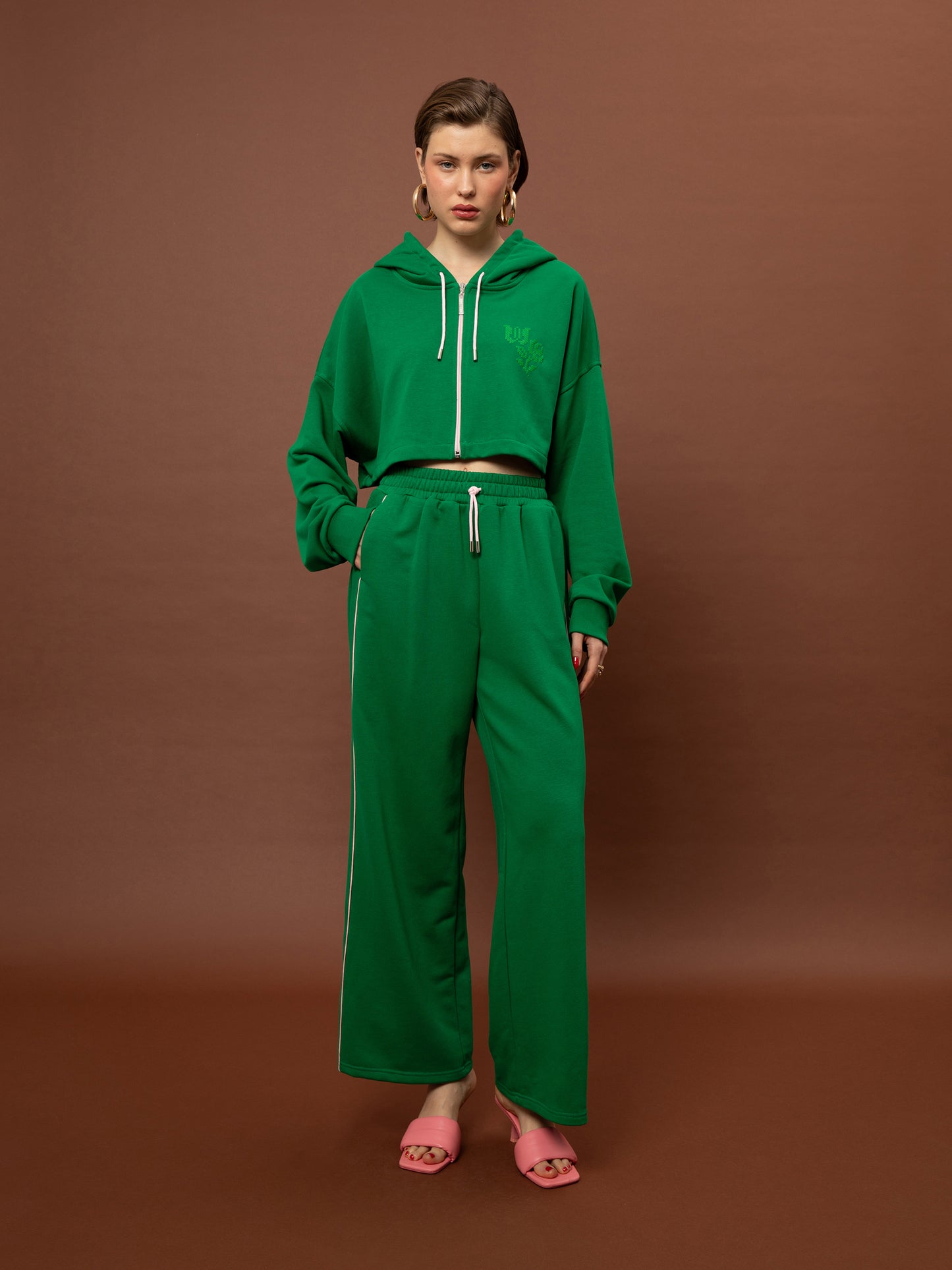 Futter Cropped Hoodie - Green