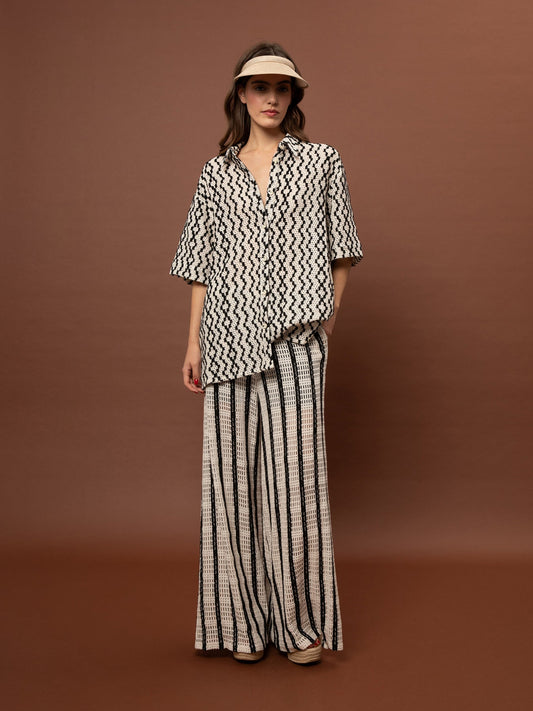 Oversized Knitted Shirt - Black & White