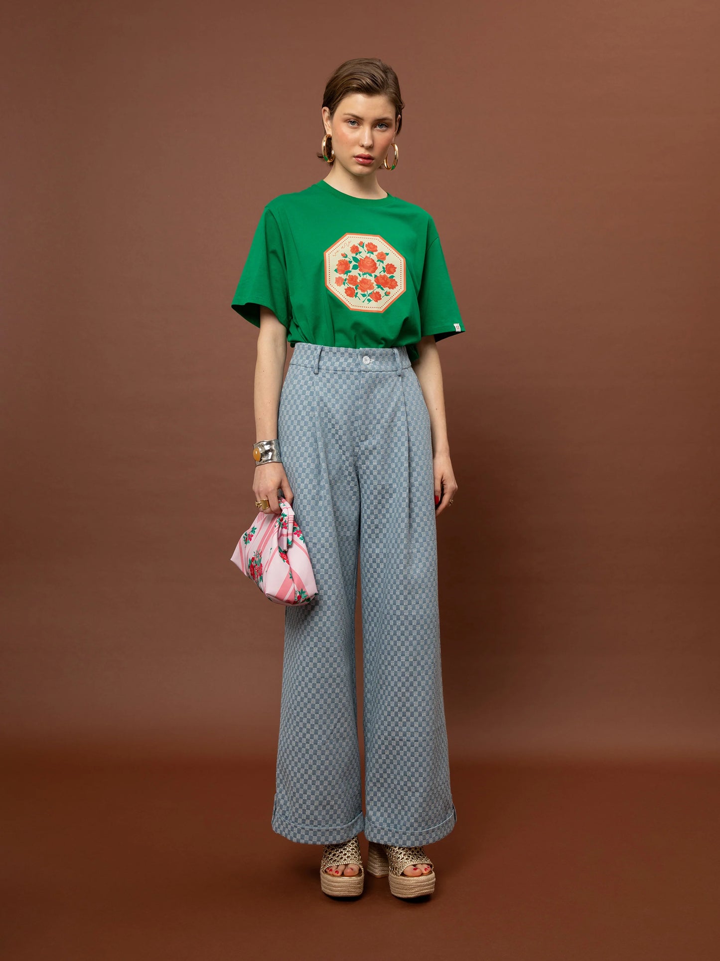 Wide-Leg Pleated Pants - Denim