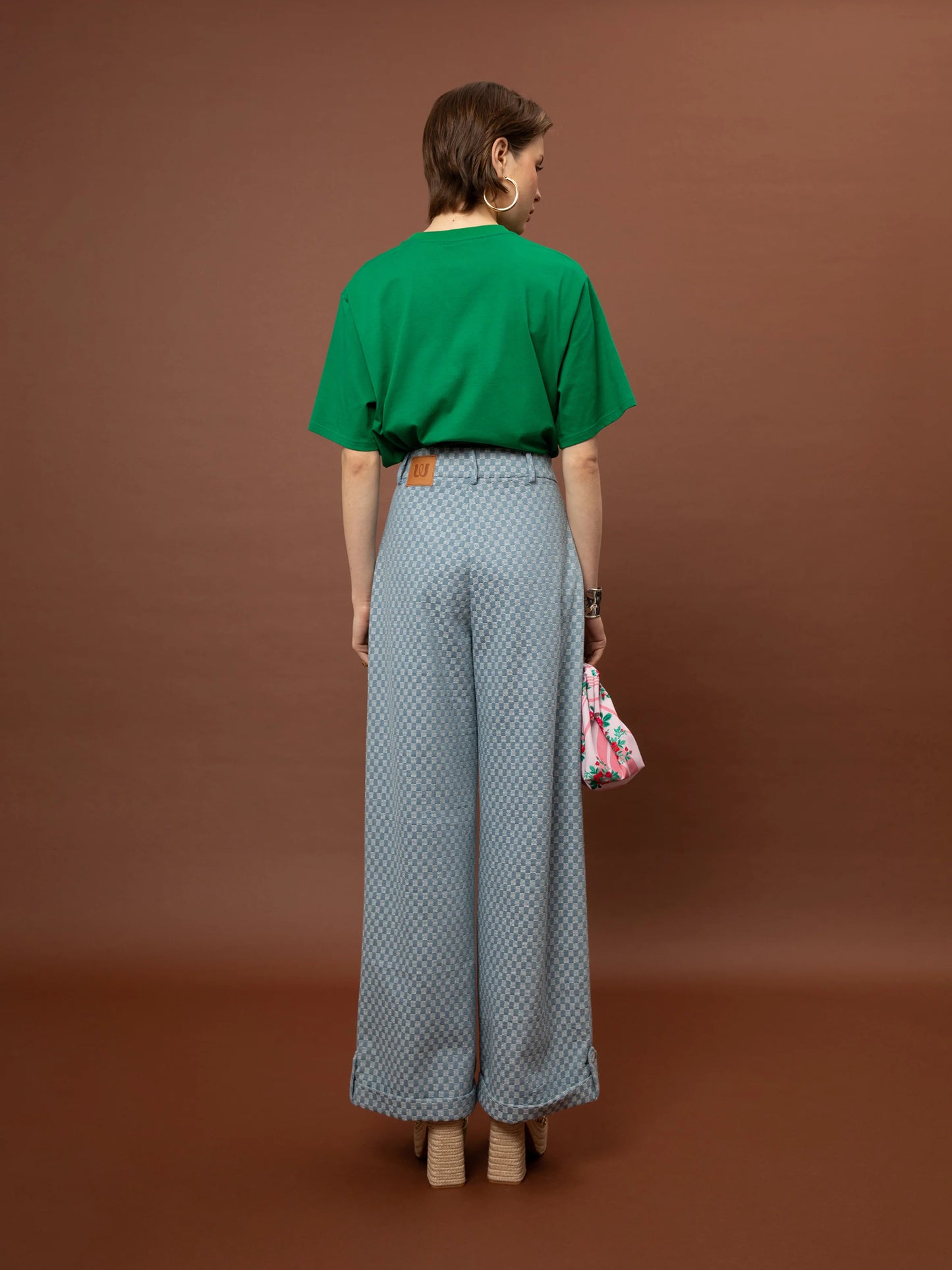 Wide-Leg Pleated Pants - Denim