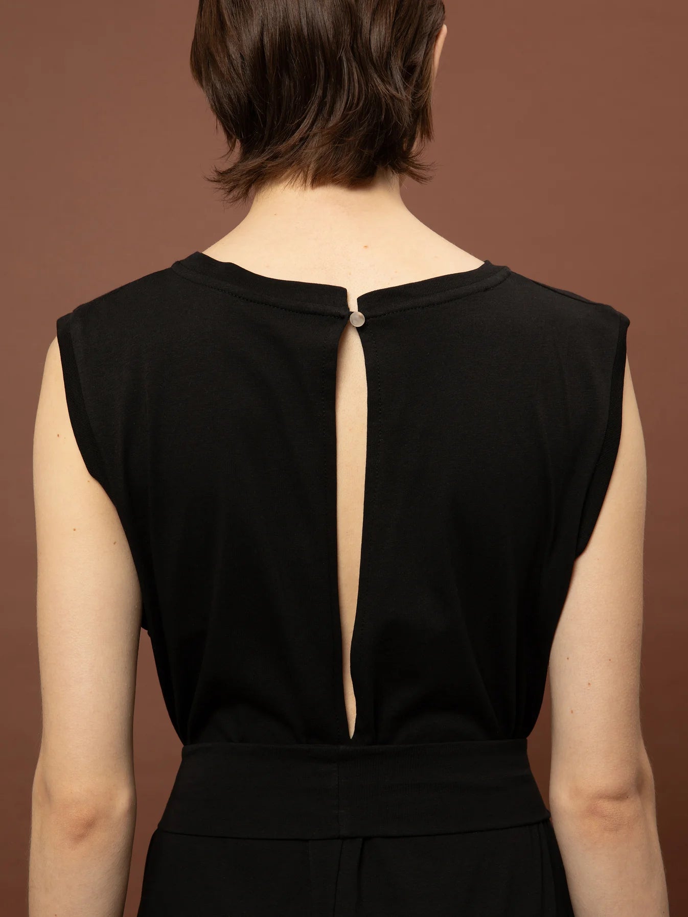Sleeveless Cotton Jumpsuit - Black