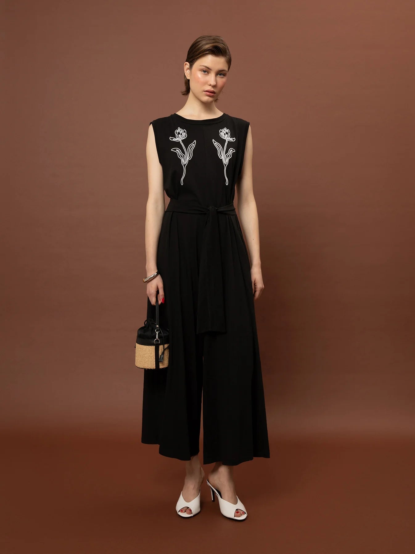 Sleeveless Cotton Jumpsuit - Black
