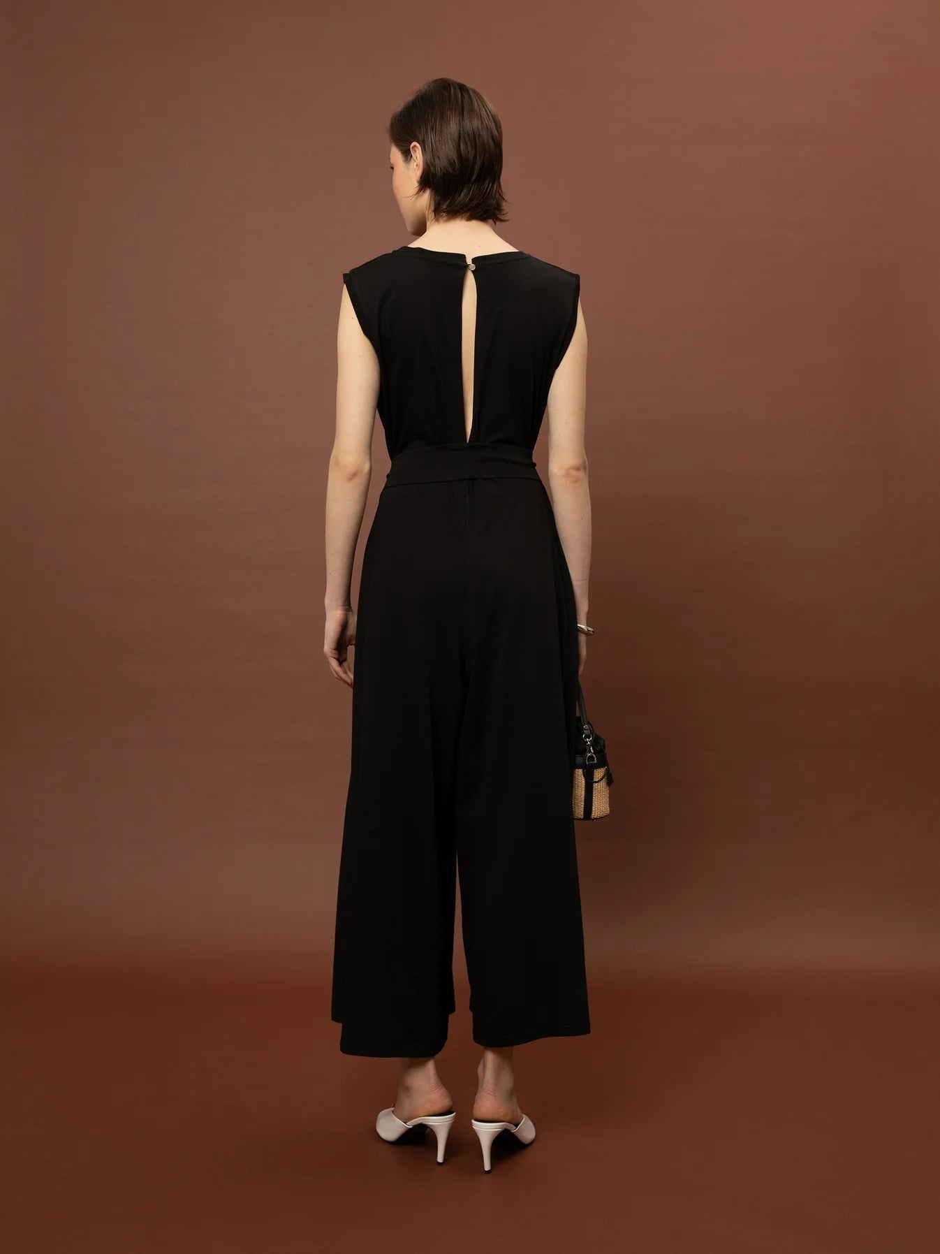 Sleeveless Cotton Jumpsuit - Black