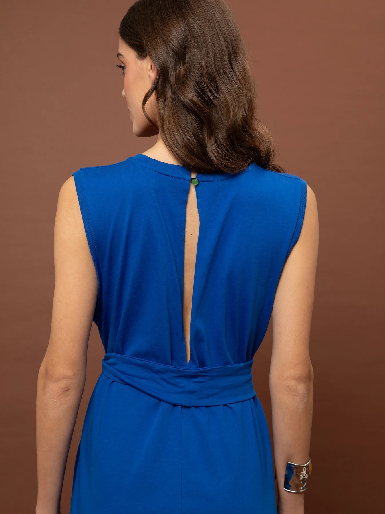 Sleeveless Cotton Jumpsuit - Blue Royal