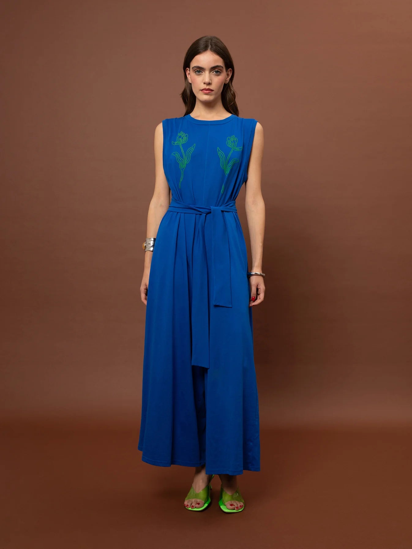 Sleeveless Cotton Jumpsuit - Blue Royal