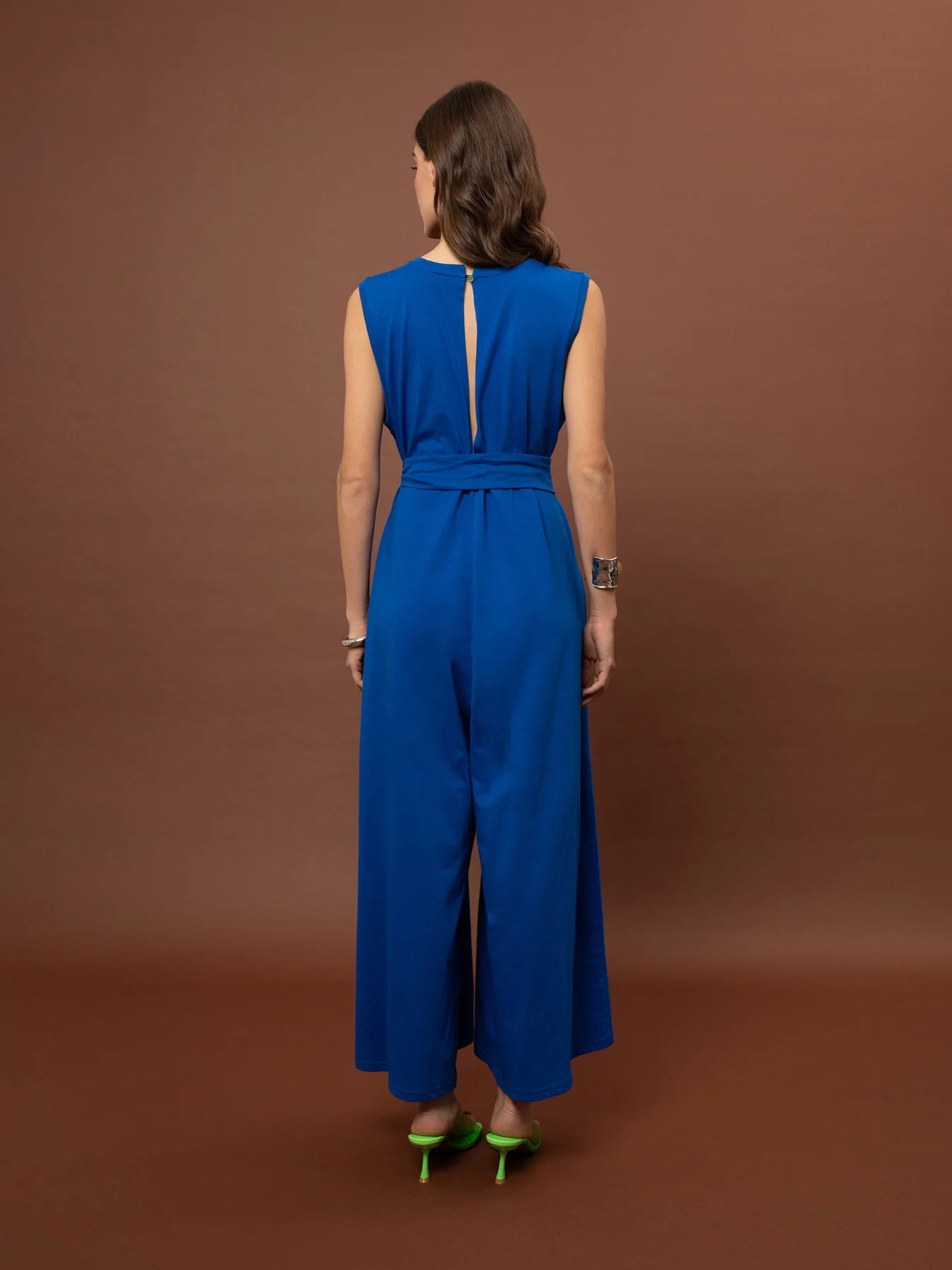 Sleeveless Cotton Jumpsuit - Blue Royal