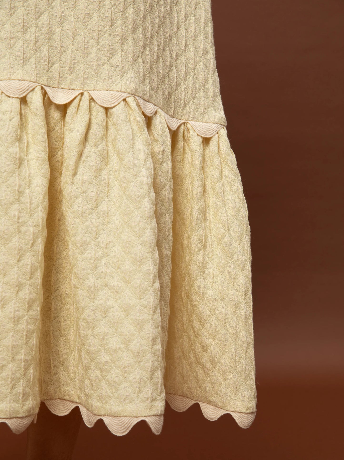 Tiered Jacquard Dress - Yellow