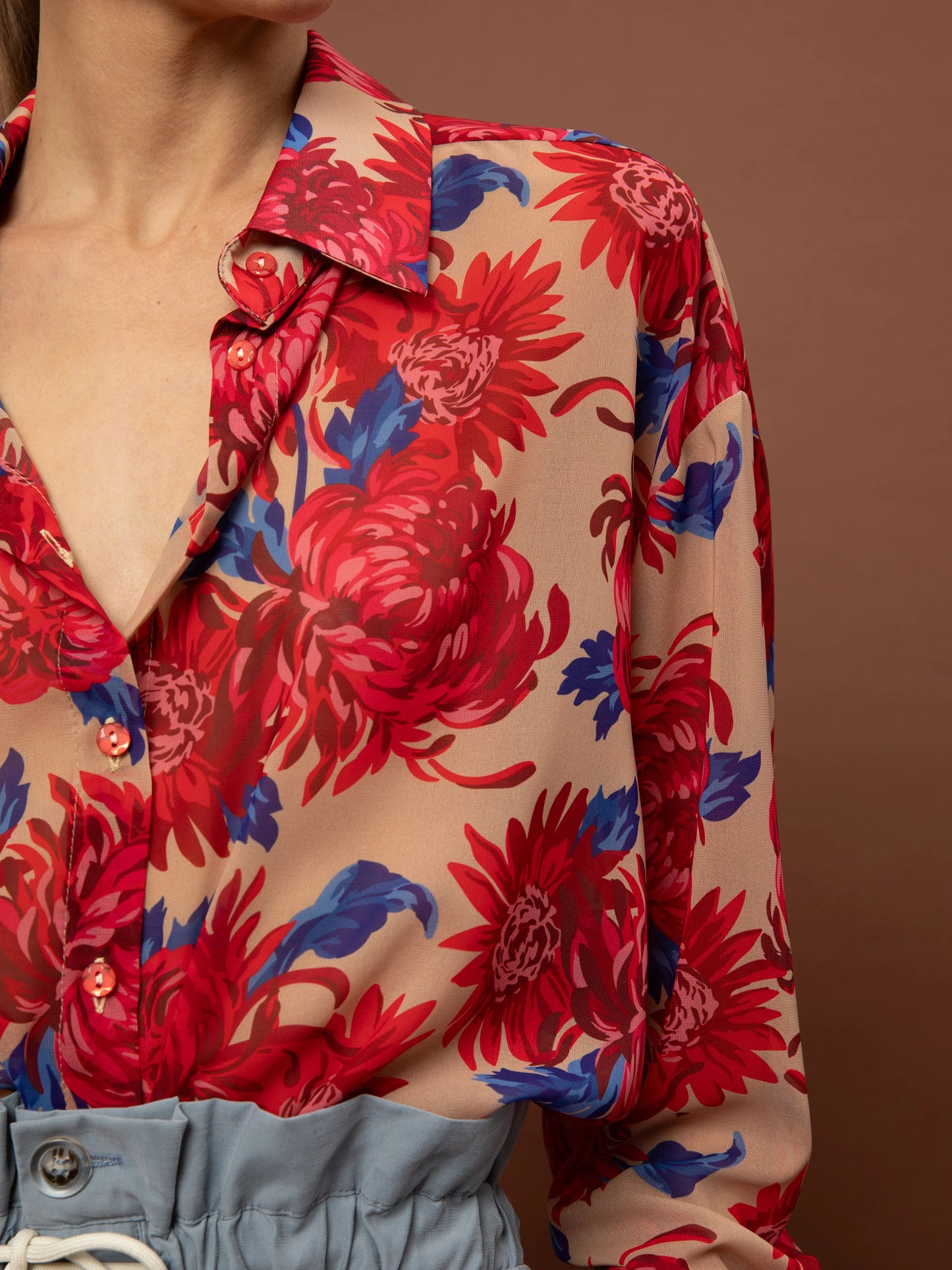 Oversized Chiffon Shirt One Size - Chrysanthema Beige