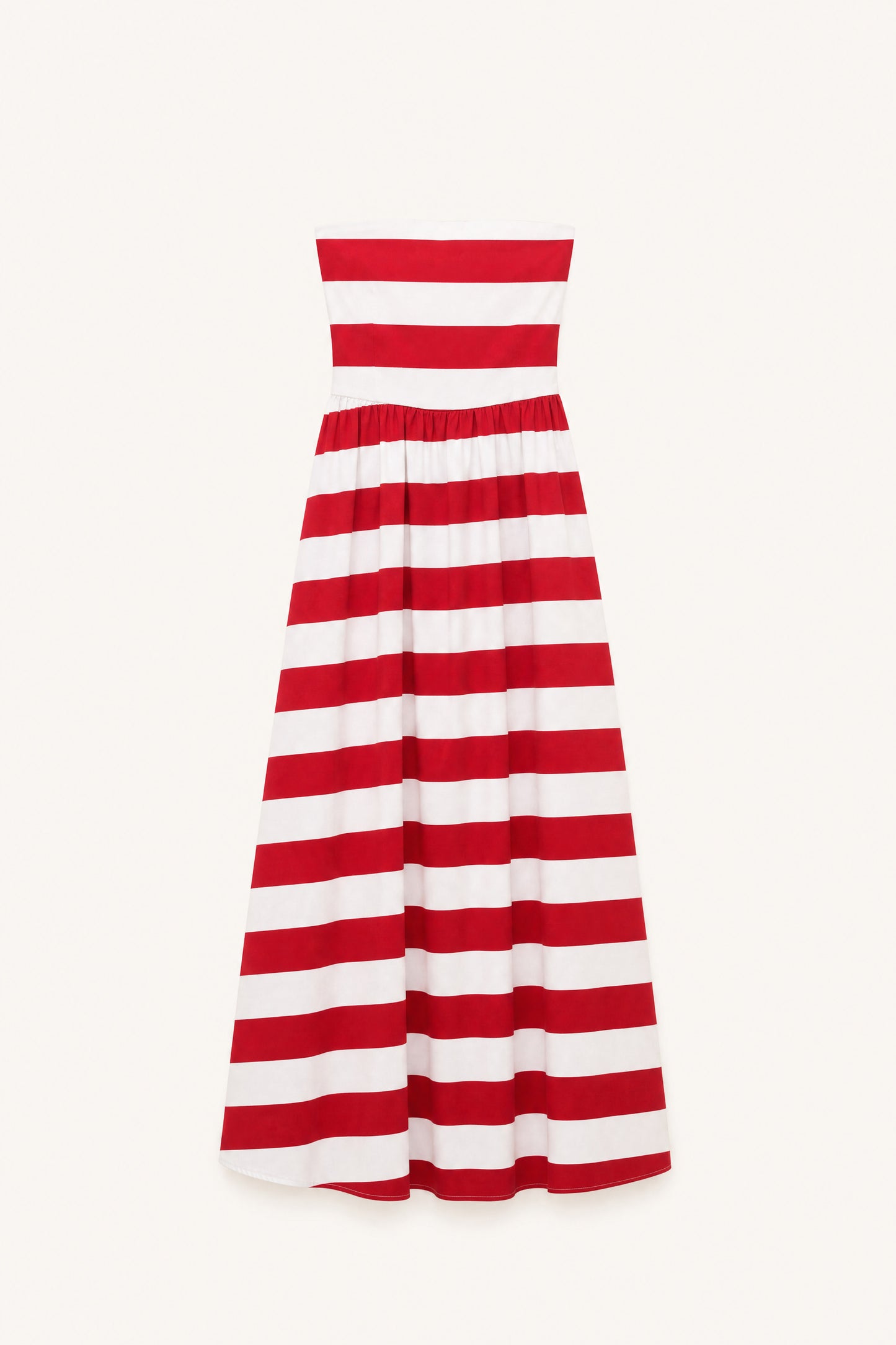 Striped Strapless Dress - Red
