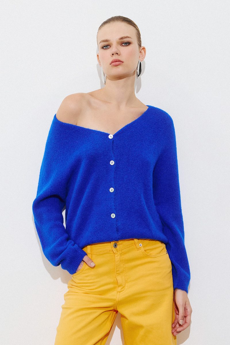 Alpaca Cardigan Efimeron - Royal Blue