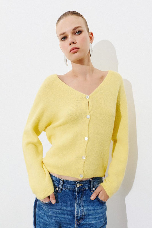 Alpaca Cardigan Efimeron - Light Yellow