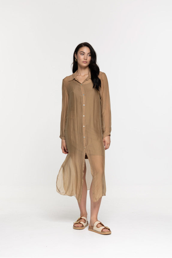 Aphrodite Long Shirt - Camel