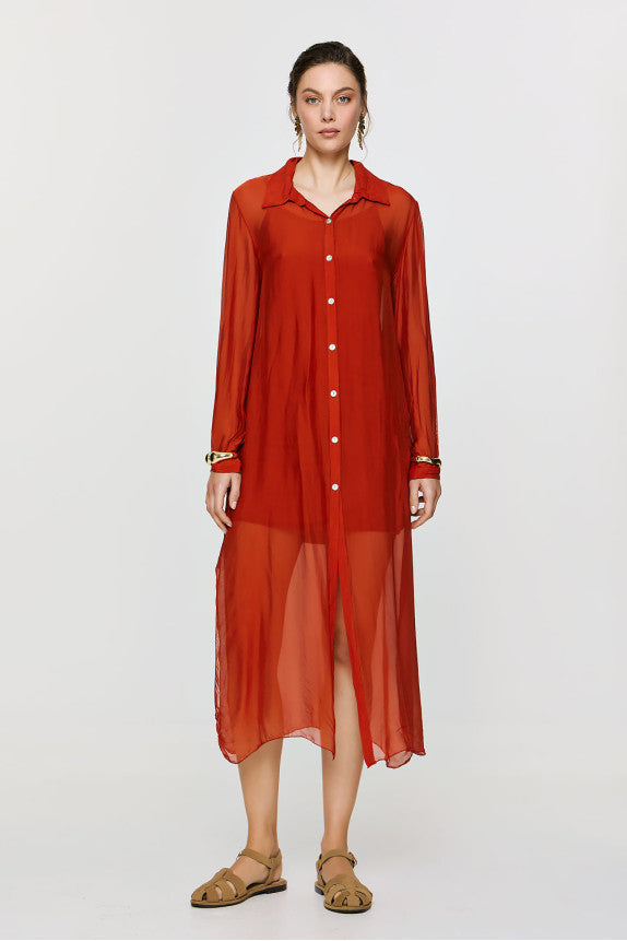Aphrodite Long Shirt - Burnt Orange