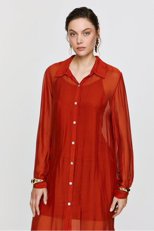 Aphrodite Long Shirt - Burnt Orange